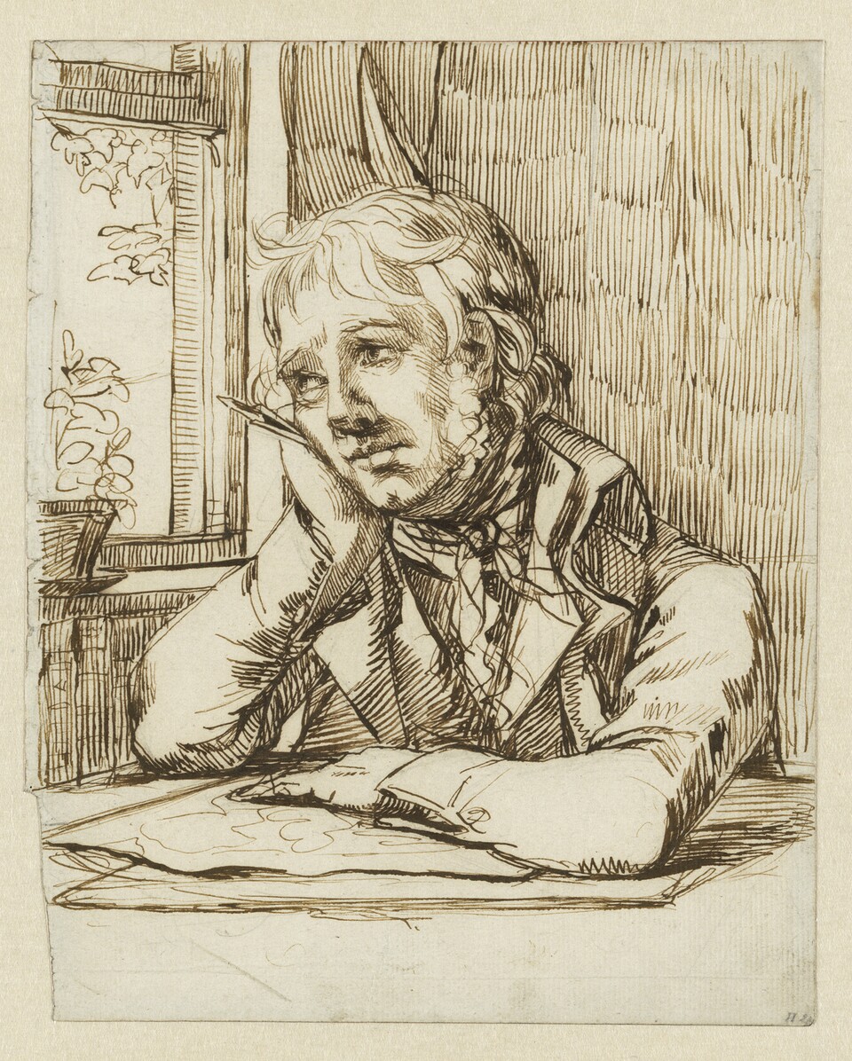 Caspar David Friedrich (1774 - 1840), Selbstbildnis mit aufgestütztem Arm, um 1802, Hamburger Kunsthalle, Kupferstichkabinett / ARTOTHEK, Foto: Christoph Irrgang