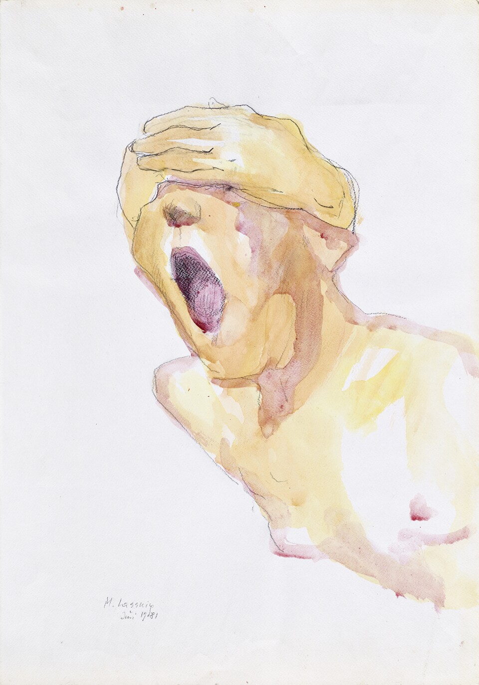 Maria Lassnig (1919–2014), Ohne Titel (Schreiende), 1981, Maria Lassnig Stiftung © Maria Lassnig Stiftung / VG Bild-Kunst, Bonn 2026, Foto: Roland Krauss