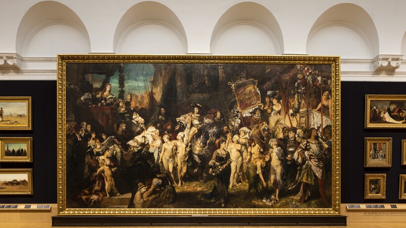 Gemäldegalerie mit einem großformatigen Gemälde als zentrales Exponat