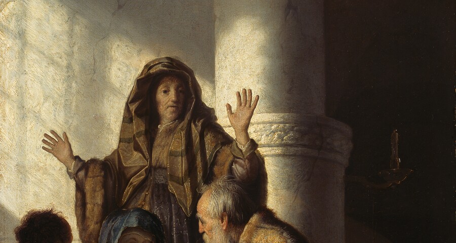 Rembrandt-Gemälde: Der junge Jesus wird im Tempel Simeon und Hanna präsentiert